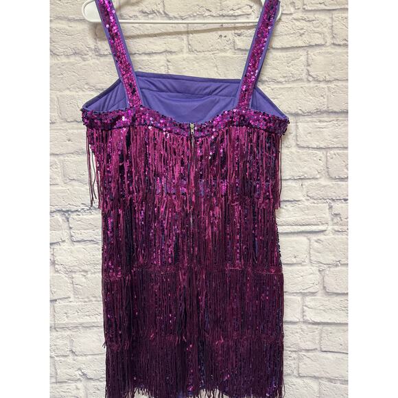 Shein Purple Sequin Fringed Knee Length Formal Party Dress Tank Knee Length XL - Picture 3 of 4